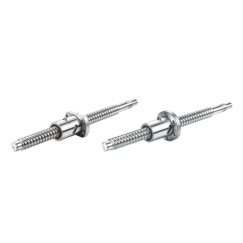 Two SFNI dust proof ball screws with flanged nuts and machined shaft ends, suitable for CNC linear motion systems and automation equipment.